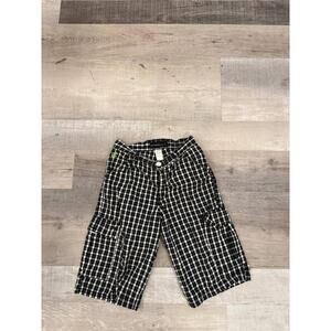 Rocawear Cargo Shorts Boys 12x28 Black White Plaid Utility Pockets Low Waist